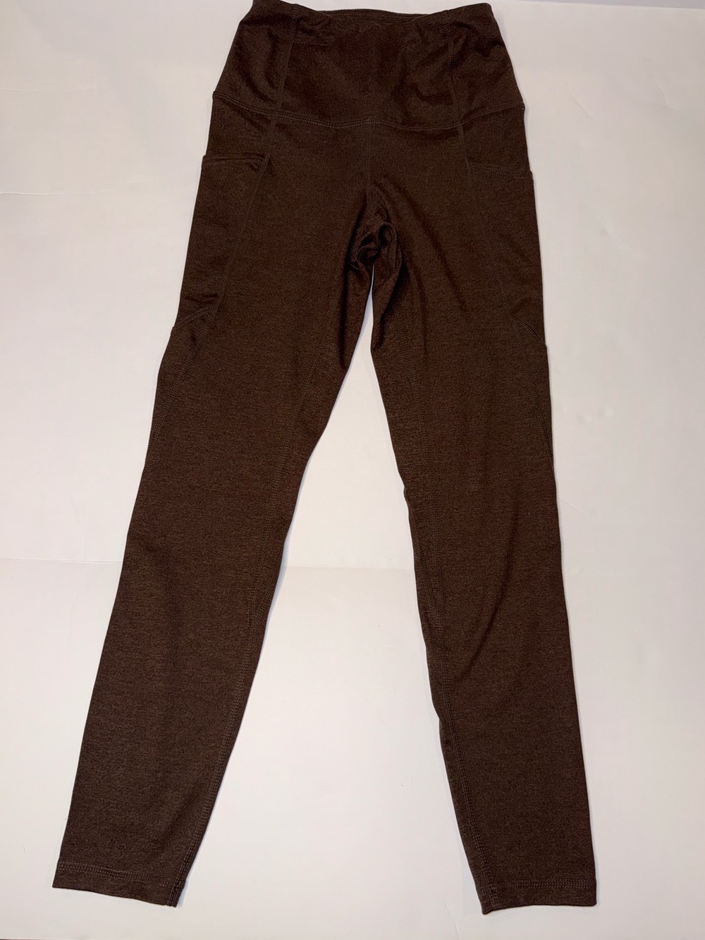 Quince women’s High rise soft Heathered Brown Active Leggings sz XS comfy fall